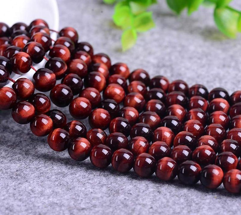 Cmidy Natural Stone Beads 100pcs 8mm Red Tiger Eye Round Genuine Real Stone Beading Loose Gemstone Hole Size 1mm DIY Charm Smooth Beads for Bracelet Necklace Earrings Jewelry Making (Red Tiger Eye, 8mm) - Image 2
